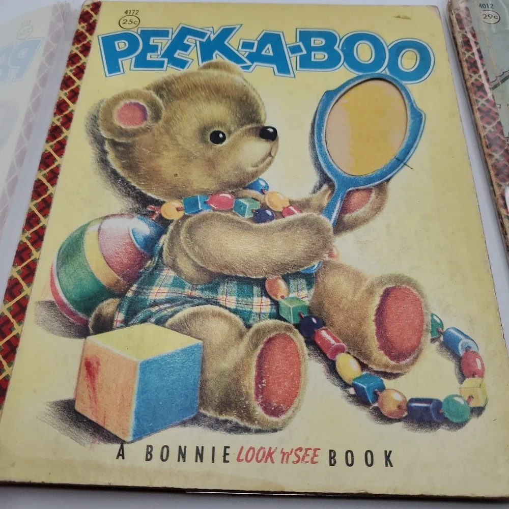 Vintage Bonnie Books Lot of 4 Peek A Boo Ladybug Choo Choo Fire Engine Childrens